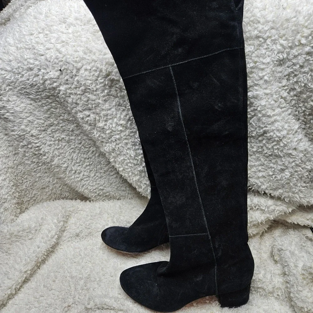 Club Monaco Andreea Black Suede Leather Over the Knee‎ Boots sz 39